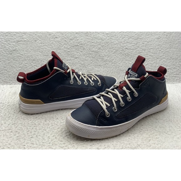 Converse Sneakers Mens 8 Womens 10 Low Top Navy Blue Red Shoes Vented Casual - Picture 1 of 10